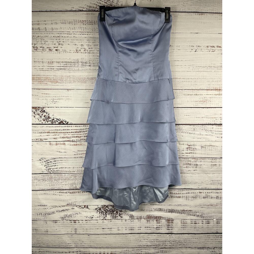 Lazaro Dress Womens 6 Strapless Tiered Ruffle Formal Cocktail Made in USA Elegan